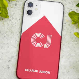Monogramm Initialen Minimalist weiß und rot Case-Mate iPhone Hülle