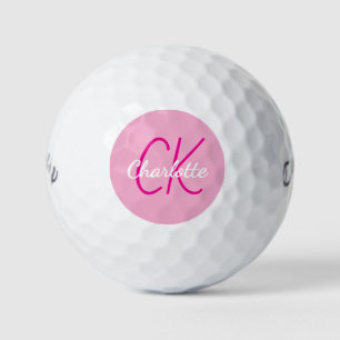 Monogramm-Initialen mit rosa Namen Golfball