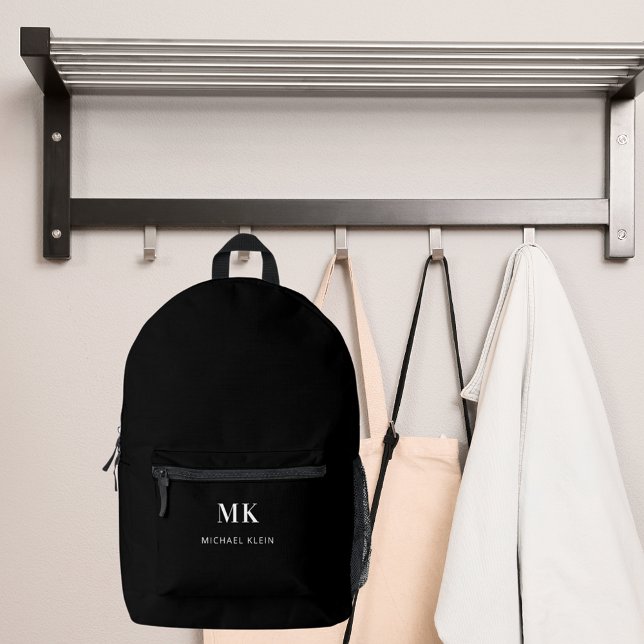 Monogramm-Initialen mit Schwarz-weißem Namen Bedruckter Rucksack (Von Creator hochgeladen)