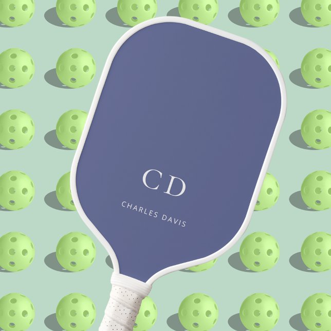 Monogramm Initialen Name blau weiß Pickleball Schläger (Von Creator hochgeladen)