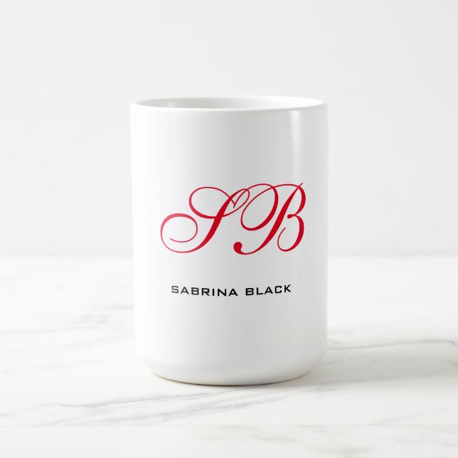 Monogramm Initialen Name Schlicht Moderne Minimali Kaffeetasse (Mittel)