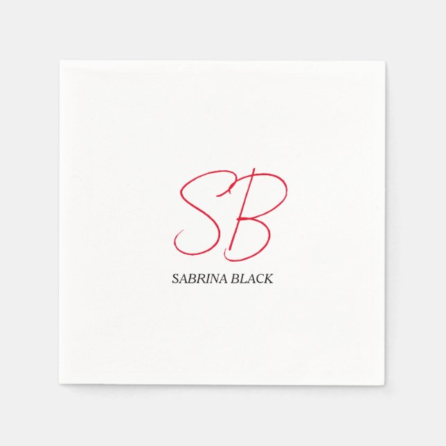 Monogramm Initialen Name Schlicht Moderne Minimali Serviette (Vorderseite)