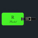 Monogramm Initialen Name Vorlagen Neon Green Moder Gepäckanhänger<br><div class="desc">Mit Monogramm erste und auch persönliche Daten wie Name,  Adresse,  Telefonnummer und E-Mail,  die Sie alle bearbeiten können. Mit einem attraktiven,  soliden Neon-grünen Hintergrund,  können Sie die Farbe ändern,  wenn Sie möchten. Coole Geschenkidee für ihn oder sie.</div>