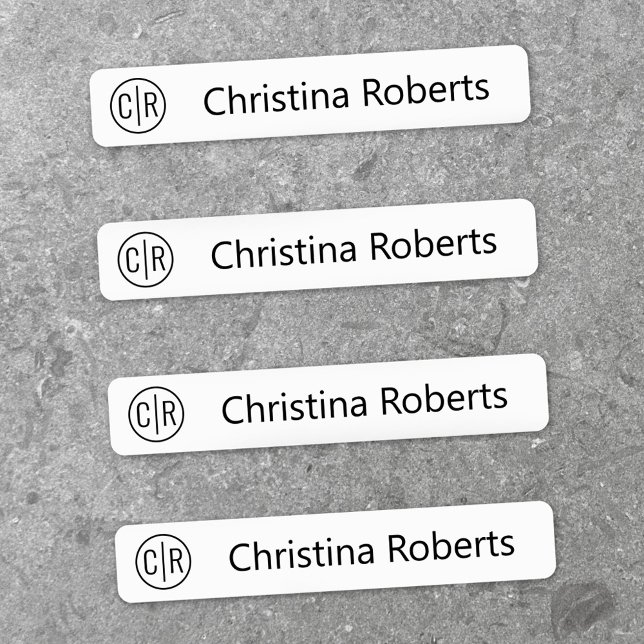 Monogramm-Initialen und Textil-Bekleidungsetikette Etiketten (Monogram initials and text fabric clothing labels)