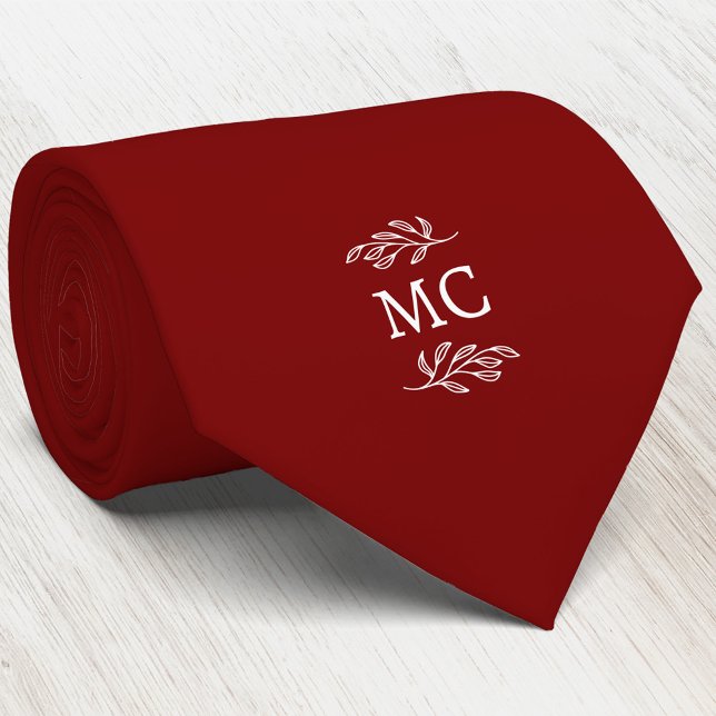 Monogramm Initialen Wappen Botanisches Blatt Burgu Krawatte (Simple botanical leaf monogram initials personalized crest neck tie)