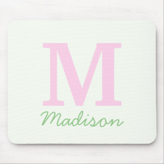 Monogramm Initialer Individuelle Name Rosa Grün Mousepad
