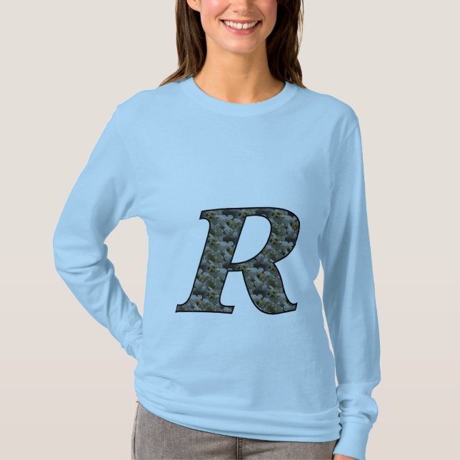 Monogramm initiales R Hydrangea Floral-T-Shirt T-Shirt (Vorderseite)