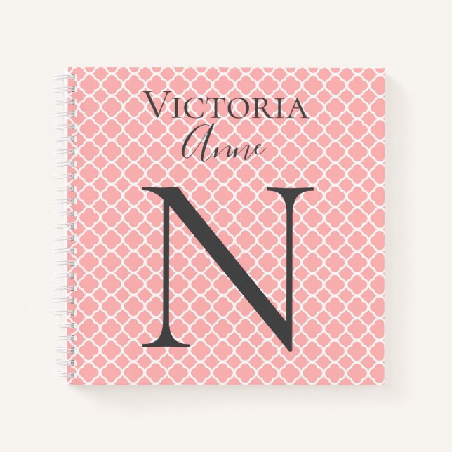 Monogramm Initialname Abstrakt Hübsch Notizbuch (Vorderseite)