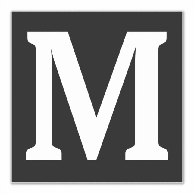 Monogramm Initialname Schwarz-weiß Minimalistisch Aufkleber (Vorderseite)