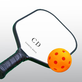Monogramm Initialname weiß Pickleball Schläger