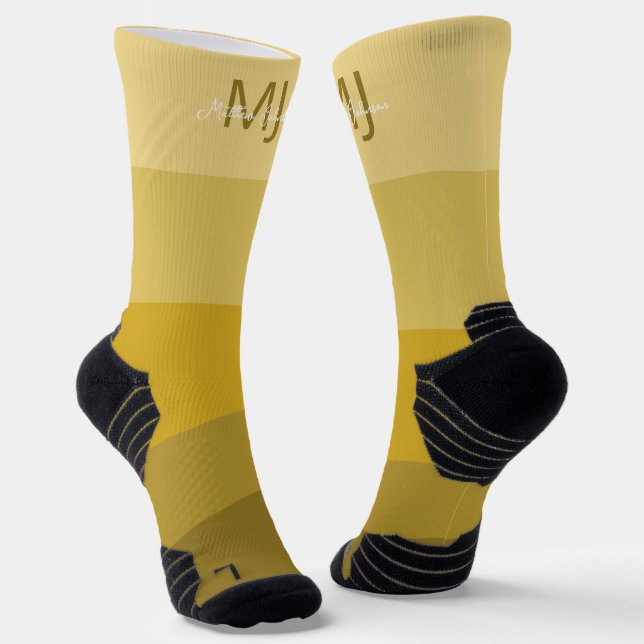 MONOGRAMM INITIALS NAME GOLD GRADIENT LINE PATTER SOCKEN (Gewinkelt)