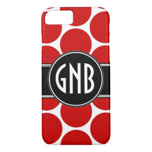 MONOGRAMM INITIALS RED POLKA DOTS Case-Mate iPhone HÜLLE