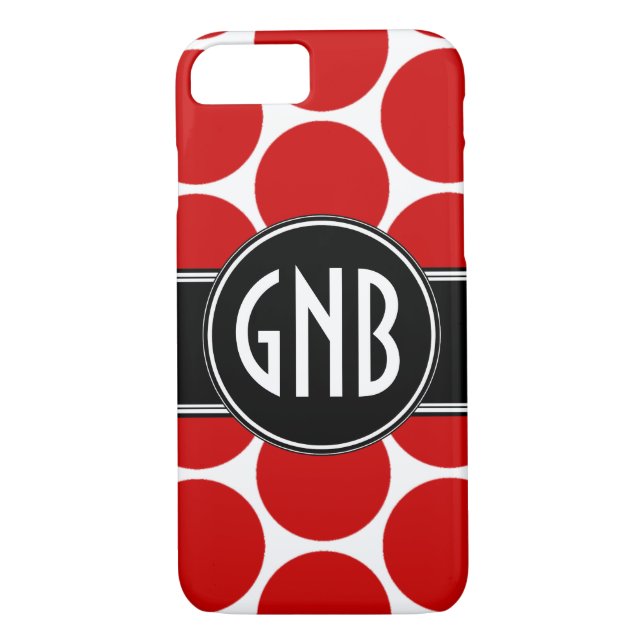 MONOGRAMM INITIALS RED POLKA DOTS Case-Mate iPhone HÜLLE (Rückseite)