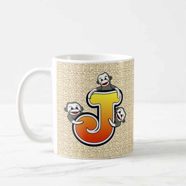 Monogramm J Sock Monkey Tasse (Links)