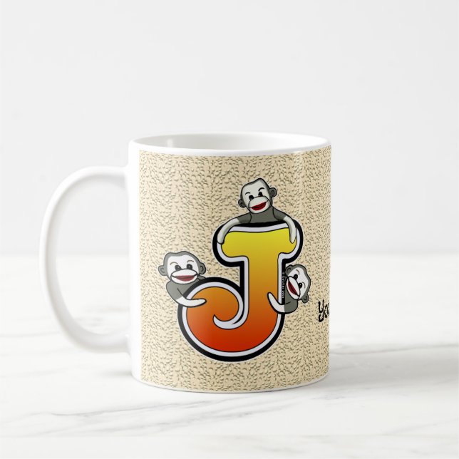 Monogramm J Sockenaffe Tasse (Links)