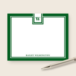 Monogramm Jägergrüne Umrandung Moderne Korresponde Mitteilungskarte