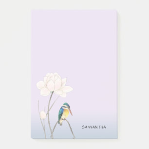 Monogramm Japanischer Vintager Lotus Post-it® 4 x  Post-it Klebezettel
