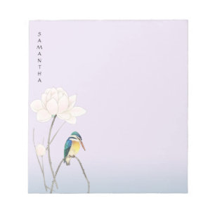 Monogramm Japanisches Vintage-Lotus 5,5" x 6" Noti Notizblock