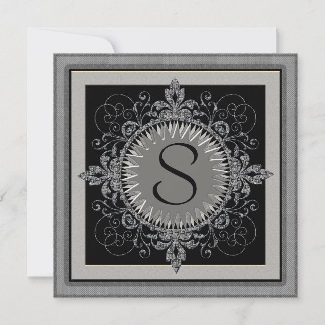 Monogramm-Jubiläumsfeier Party Einladung (Vorderseite)