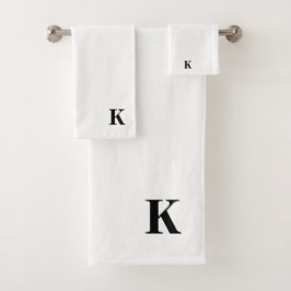 Monogramm K auf weiß Badhandtuch Set