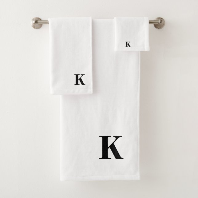 Monogramm K auf weiß Badhandtuch Set (Insitu)