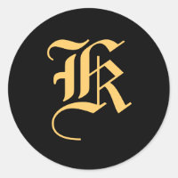 Monogramm "K" goldene Farbe auf schwarz