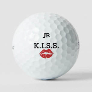 Monogramm K.I.S.S. mit roten Lippen  Golfball