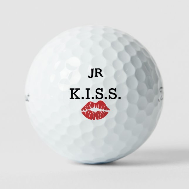 Monogramm K.I.S.S. mit roten Lippen  Golfball (Vorderseite)