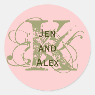 Monogramm K und Namen Rosa Aufkleber