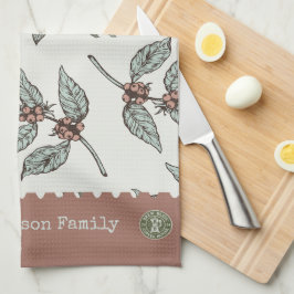 Monogramm Kaffee Pflanze Klassisches Muster blau p Geschirrtuch