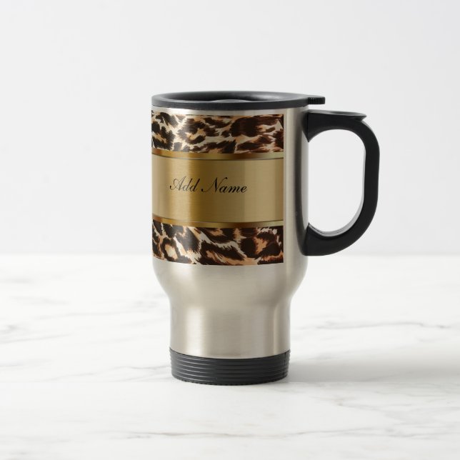 Monogramm-Kaffee-Reise-Tassen-Leopard Reisebecher (Rechts)