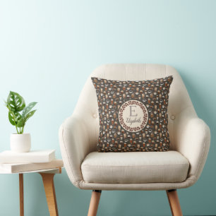 Monogramm-Kaffeeliebhaber Herbst Kissen
