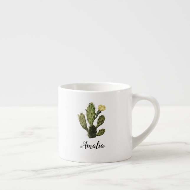 Monogramm Kaktusblüte Vintage Espresso Tasse (Rechts)