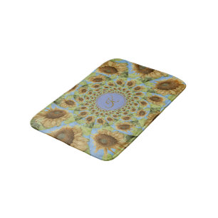 Monogramm-Kaleidoskop-strukturierte gelbe Badematte