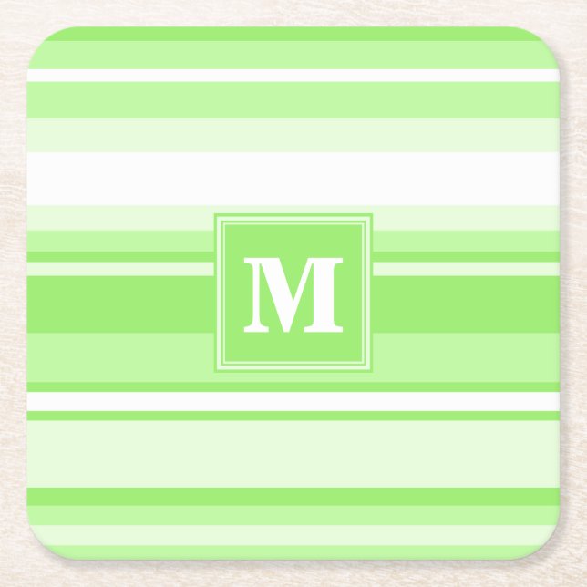 Monogramm Kalkstreifen Rechteckiger Pappuntersetzer (Vorderseite)