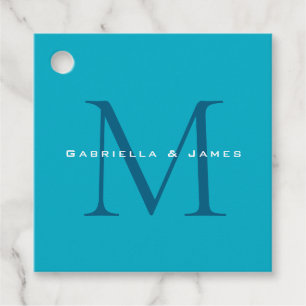 Monogramm-Kalligrafie Azurblau Modern Schlicht Geschenkanhänger