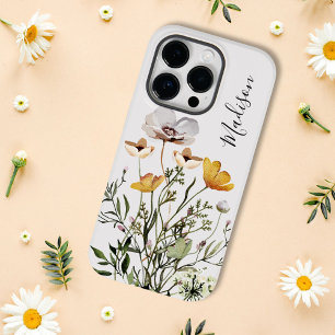 Monogramm-Kalligrafie getrockneter Wildblumenstrau Case-Mate iPhone 14 Pro Hülle