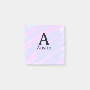 Monogramm Kapital männlich Name lila Pastell  Post-it Klebezettel