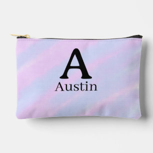 Monogramm Kapital männlich Name lila Pastell Zubehörtasche