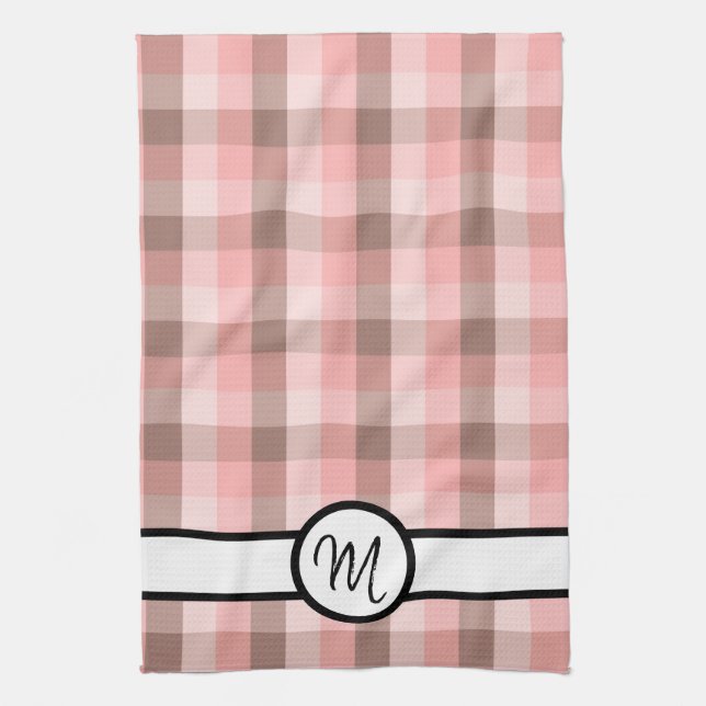Monogramm Kariert Geschirrtuch (Vertikal)