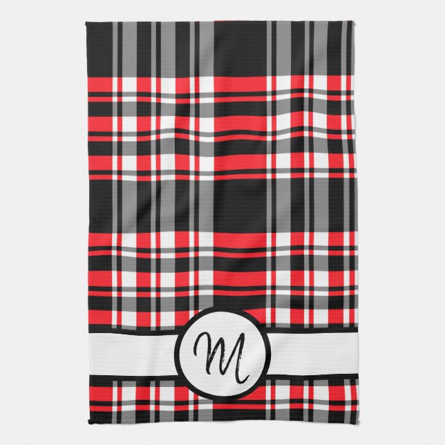 Monogramm Kariert Geschirrtuch (Vertikal)