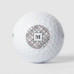 Monogramm Kariert Grau Silber Rot Golfball