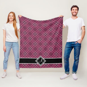 Monogramm Kariert rosa Tartan Fleecedecke