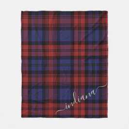 Monogramm Kariertes Tartan Lila rustikaler Name Fleecedecke