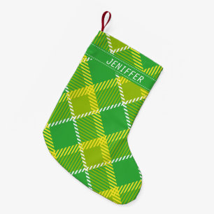 Monogramm-Karo in Grün und Gelb Kleiner Weihnachtsstrumpf