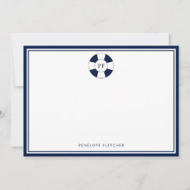 Monogramm-Karte für Navy und White Strip Mitteilungskarte