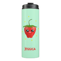 Monogramm Kawaii Erdbeerfrüchte auf Türkis