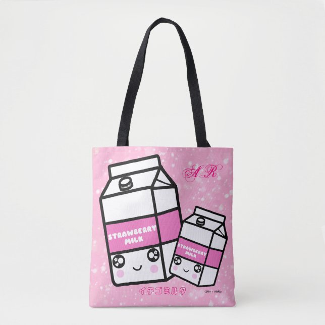 Monogramm Kawaii Erdbeermilch (Vorderseite)