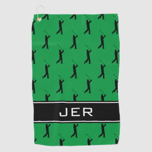 Monogramm Kelly Grün Golfer Muster Golfhandtuch