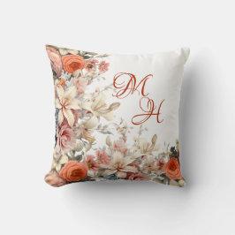 Monogramm-Kissen Englischer Garten Vintage-Blumen- Kissen